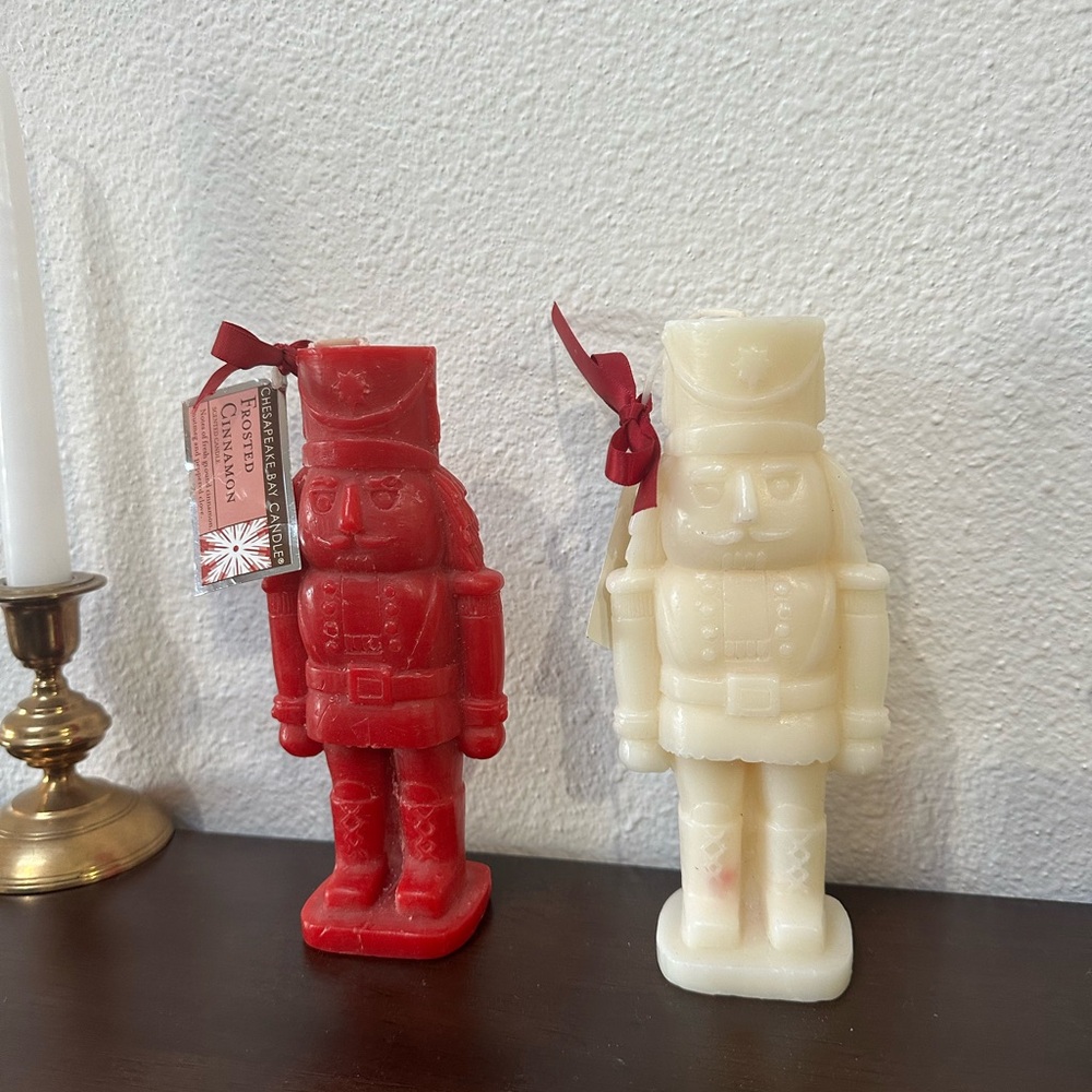 Chesapeake Bay Red and White Nutcracker Candles - Set of 2
